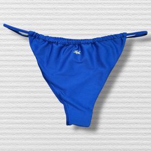 Heat Solids Ribbed Indigo Slide Bikini Bottoms Blue Size Large NWT